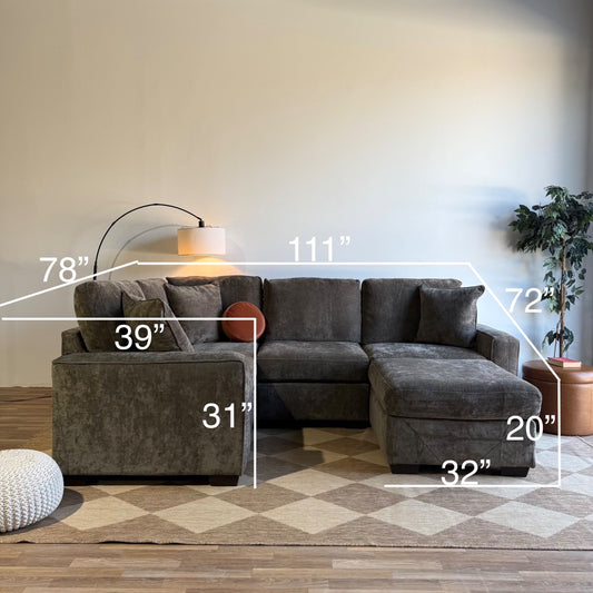 Atlas Modular L-Shape Enclosed w/Ottoman in Brown Chenille