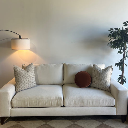 Interior Define Saylor Wide Arm Loveseat in Beige Performance Classic Weave