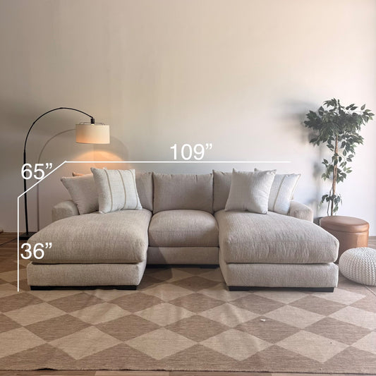 Parker Double Chaise Sectional in Beige — Kindred Couches