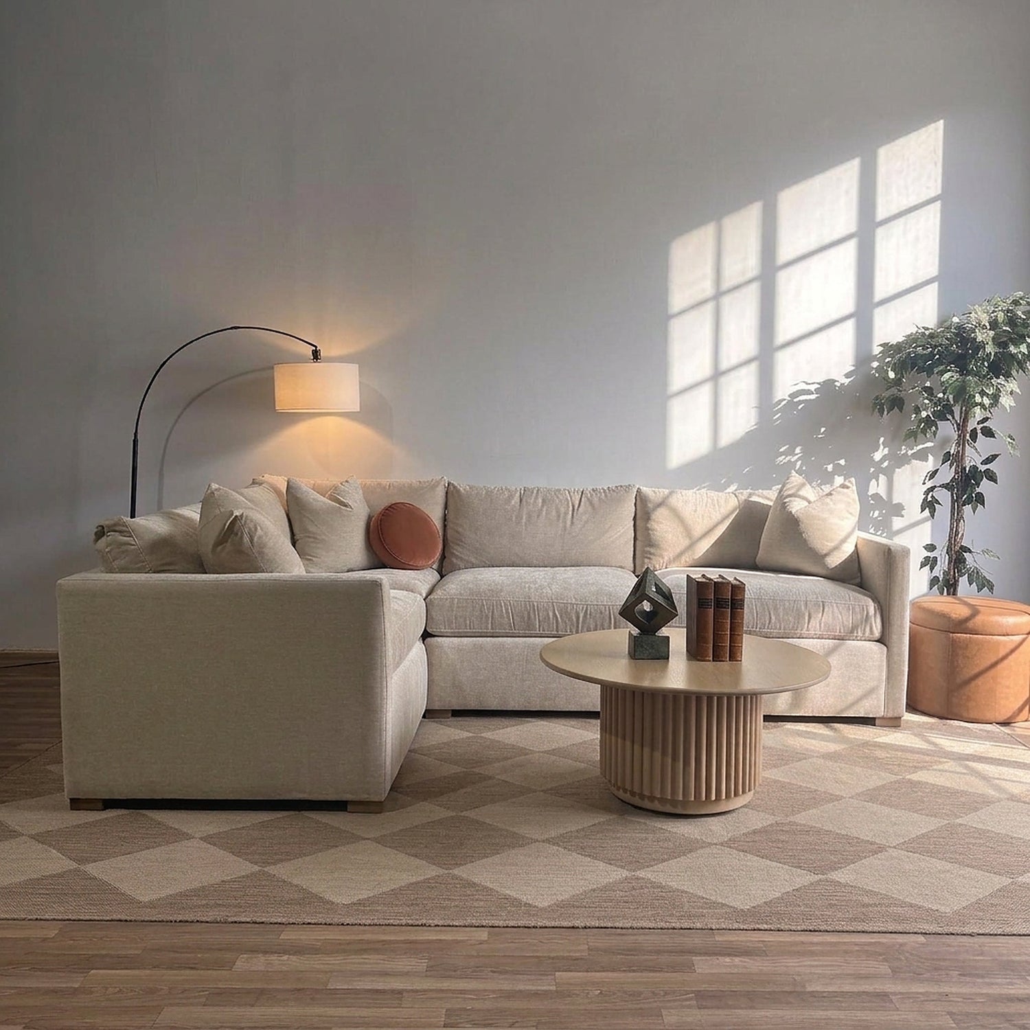 Brook L-Shape Enclosed Sectional in Milano Sand Velvet — Kindred Couches
