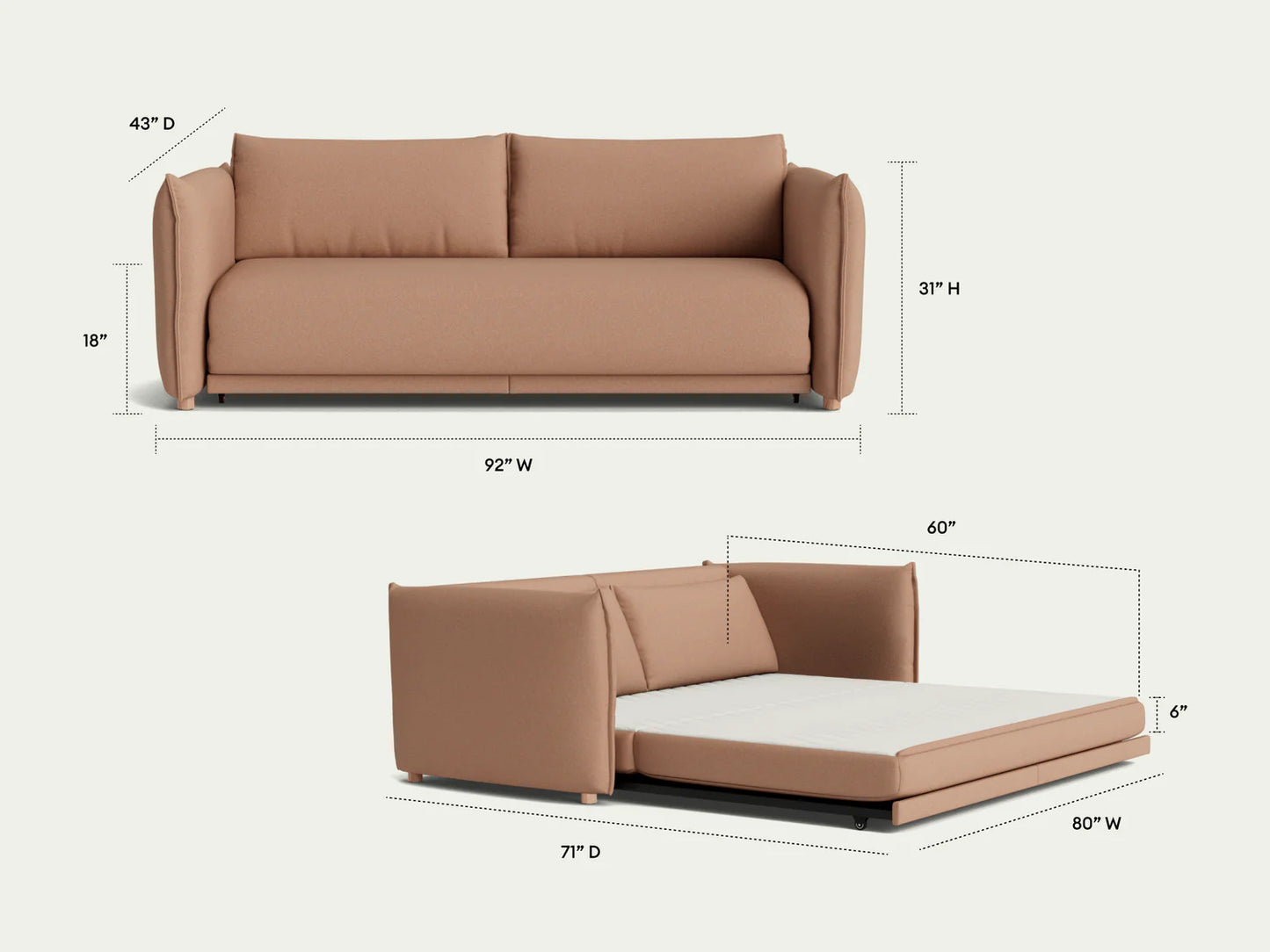 Koala Sofa Bed in Blush Sunset