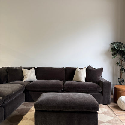 Woodland Corner Sectional with Slim Ottoman front view