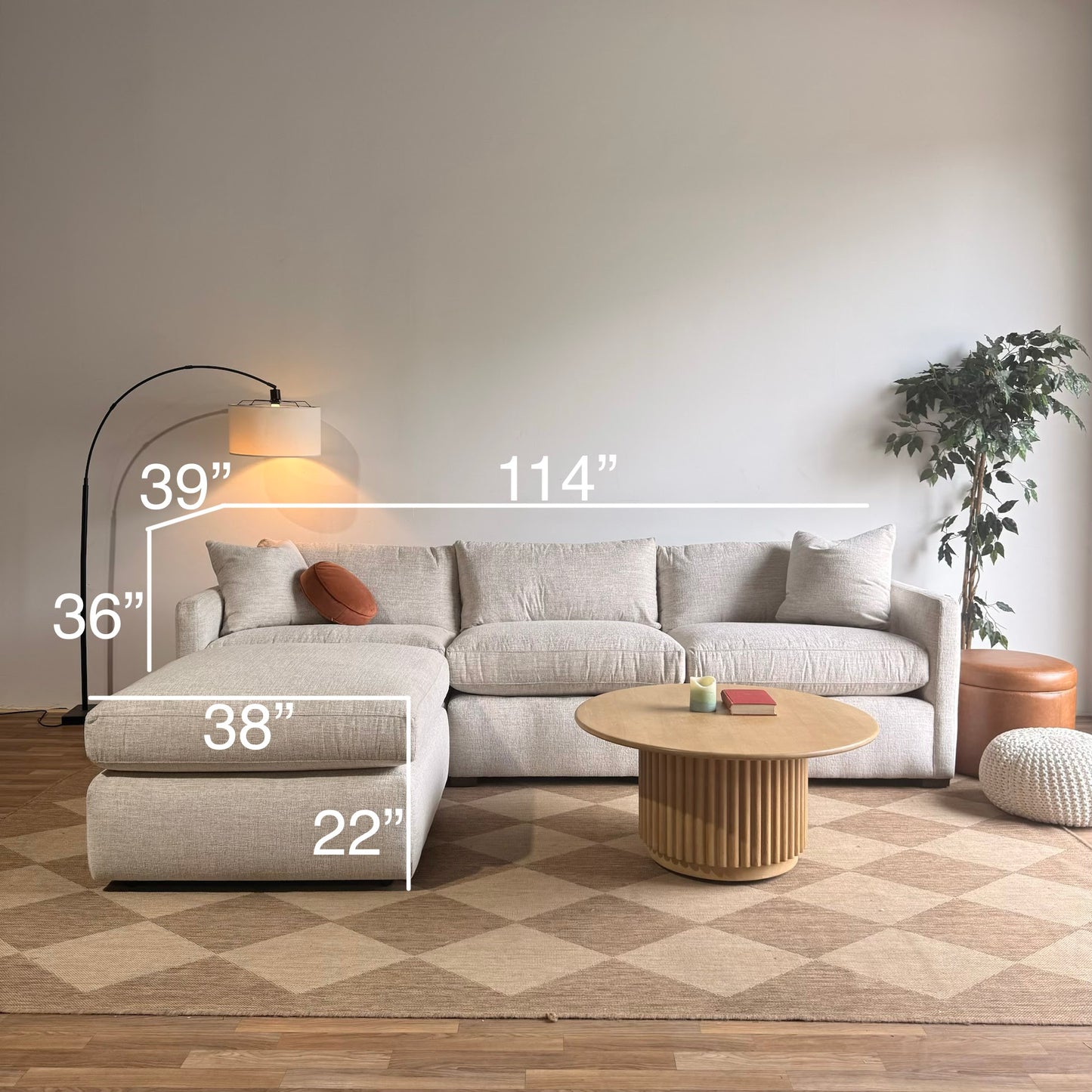 Brook Sofa + Ottoman in Anquilla Ivory Performance Chenille — Kindred Couches