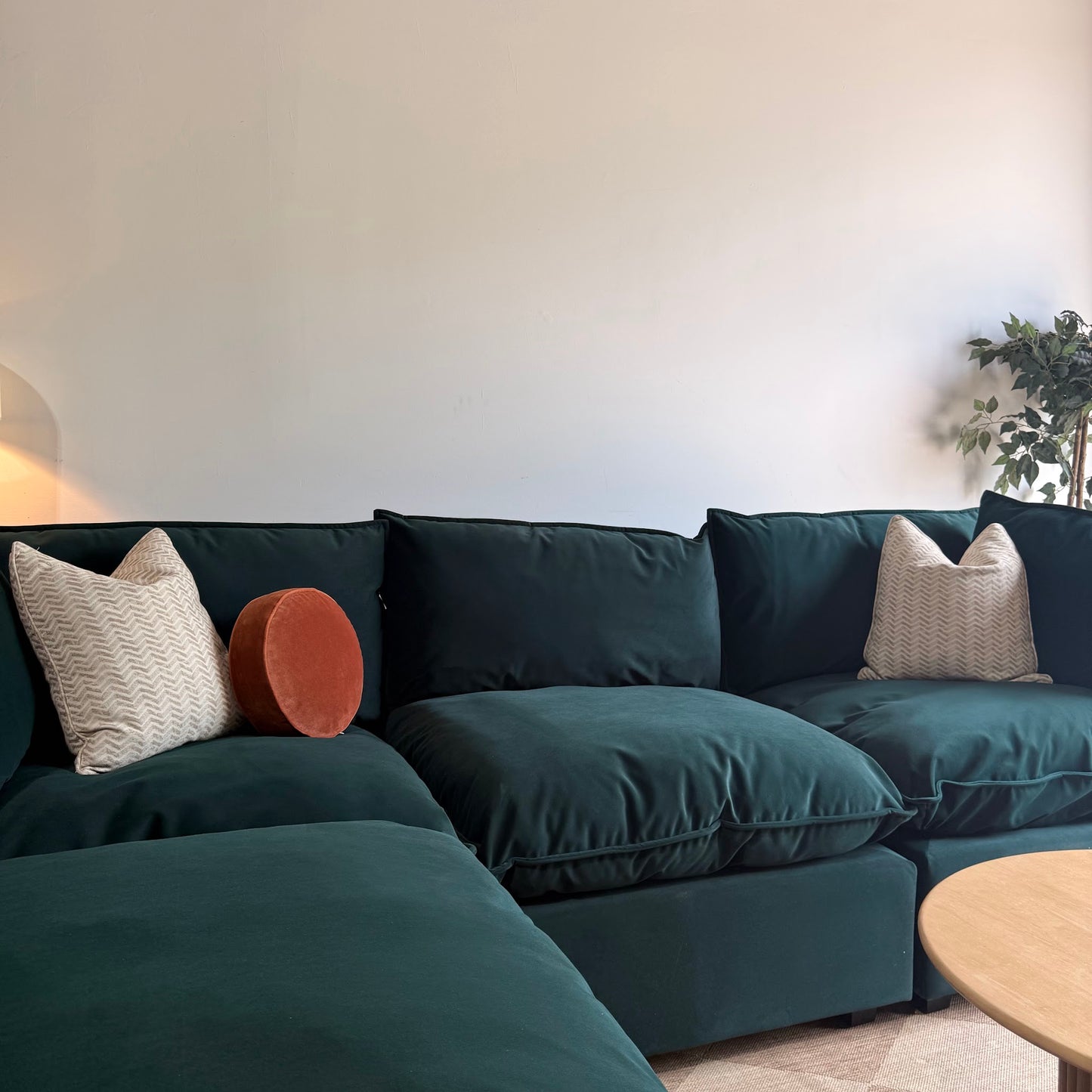 Albany Park Kova Sofa 122 + Ottoman in Dark Teal Velvet
