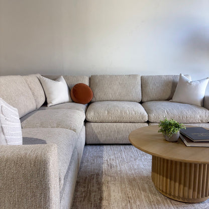 Cypress Corner Sectional in Oatmeal Basketweave, right close-up