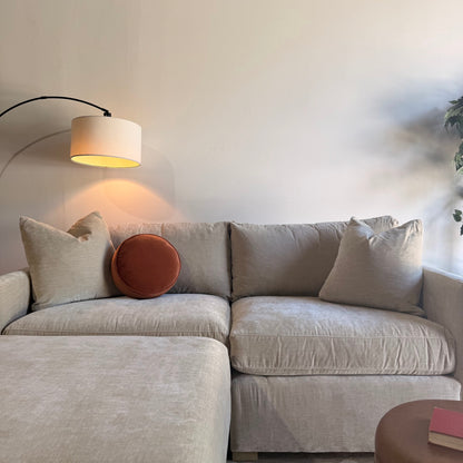 Brook Loveseat + Ottoman in Milano Sand Velvet — Kindred Couches