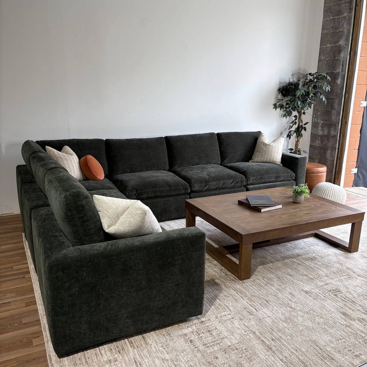 Cypress Grand Corner in Velvet Forest Green, left view