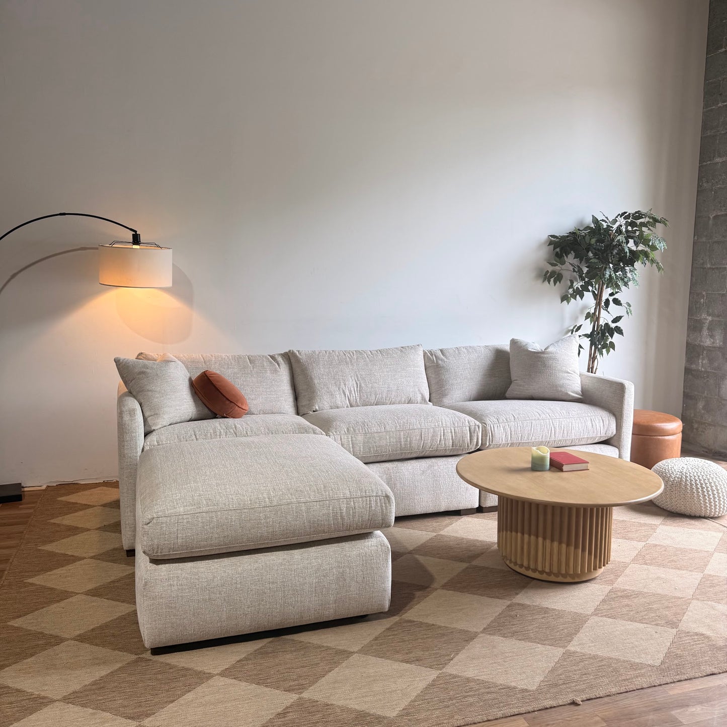 Brook Sofa + Ottoman in Anquilla Ivory Performance Chenille — Kindred Couches