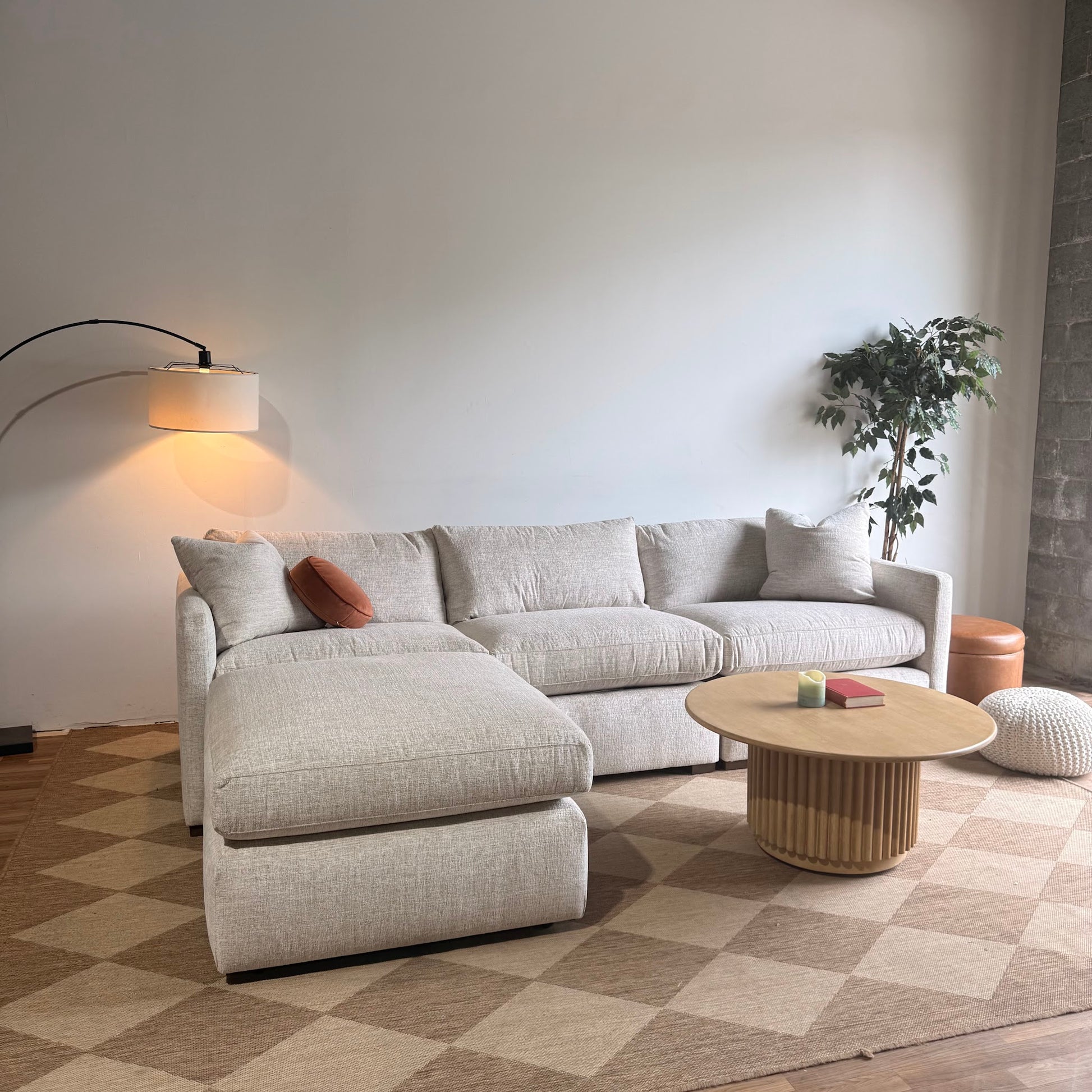Brook Sofa + Ottoman in Anquilla Ivory Performance Chenille — Kindred Couches