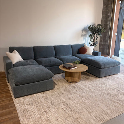 Cypress Double Chaise in Velvet Opal Blue, left view