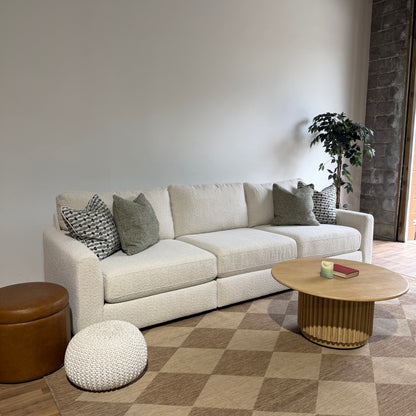 Oak Sofa in Performance Snow Boucle by Kindred Couches