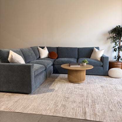 Cypress Corner Sectional in Velvet Opal Blue, angled view