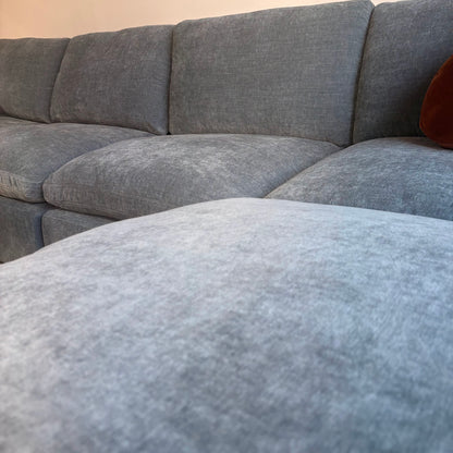 Cypress Double Chaise in Velvet Opal Blue, fabric detail