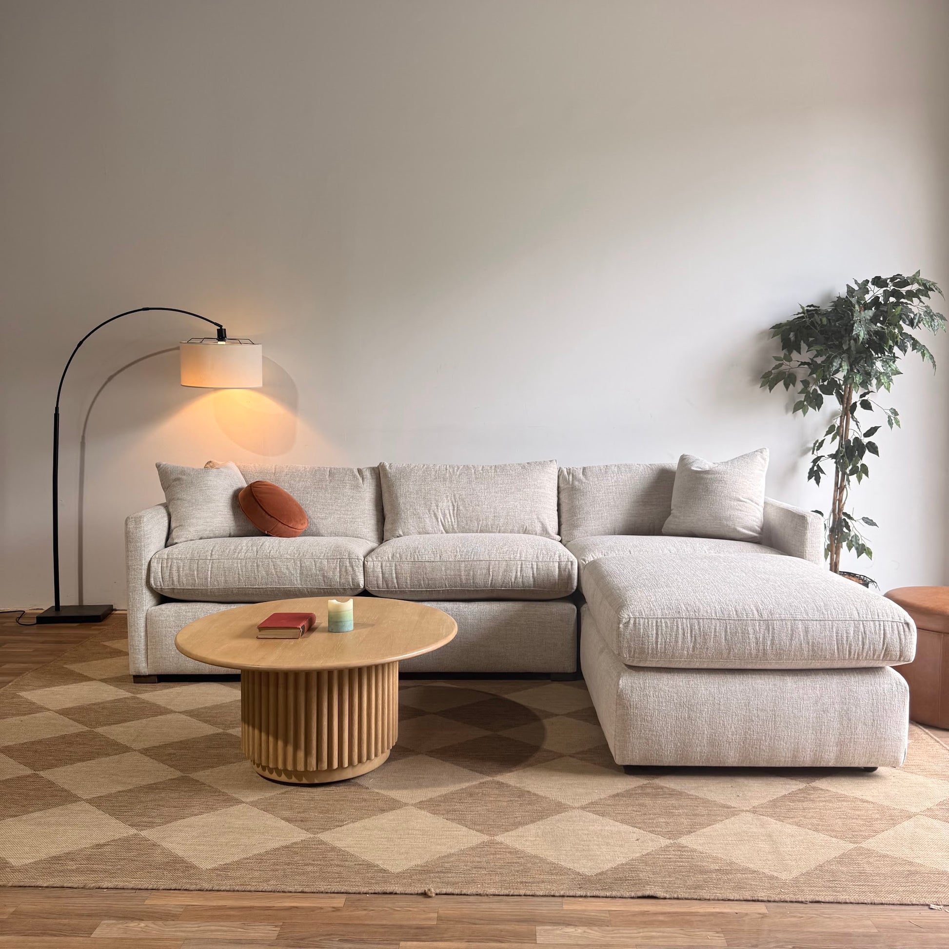 Brook Sofa + Ottoman in Anquilla Ivory Performance Chenille — Kindred Couches