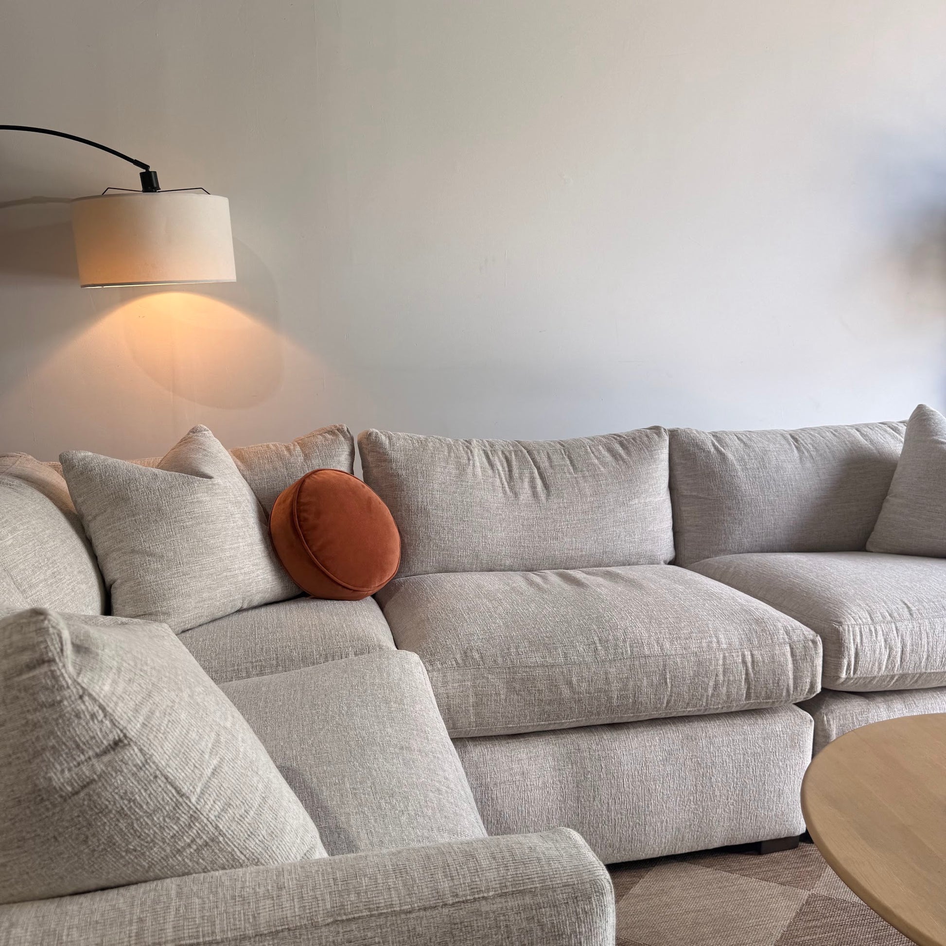 Brook L-Shape Enclosed Sectional in Anquilla Ivory Performance Chenille — Kindred Couches