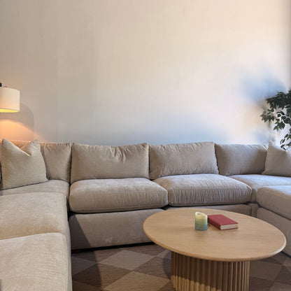 Brook Grand Corner Sectional + Ottoman in Milano Sand Velvet — Kindred Couches