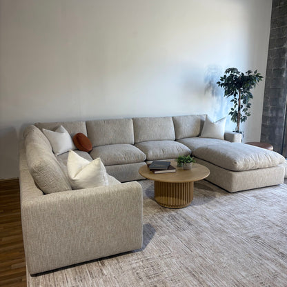 Cypress Grand Corner + Ottoman in Oatmeal Basketweave, left view