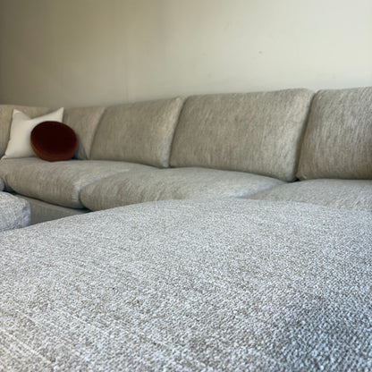 Cypress Grand Corner + 2 Ottomans in Oatmeal Basketweave, fabric detail