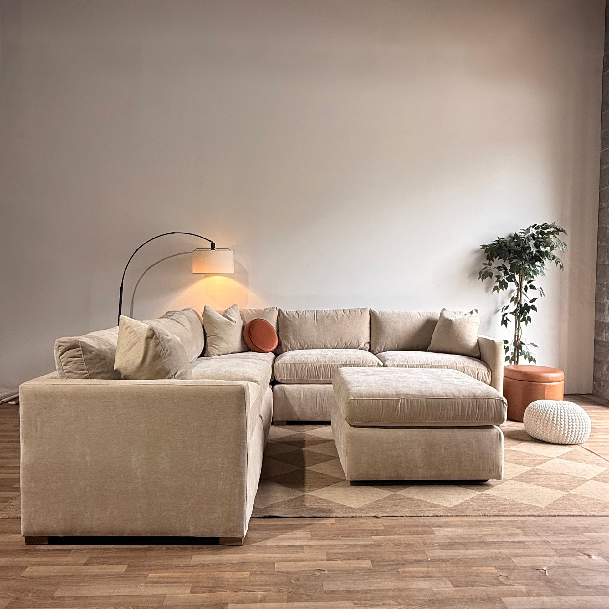 Brook Corner Sectional + Ottoman - Milano Velvet