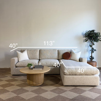 Cypress Sofa + Ottoman in Oatmeal Basketweave, dimensions