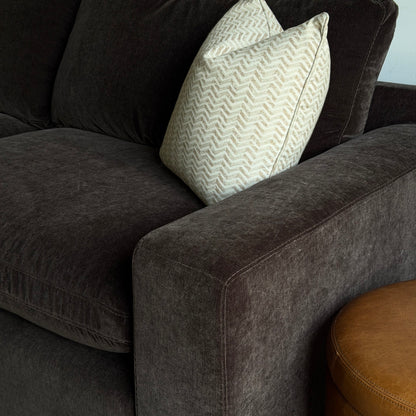 Woodland arm corner and pillow in Chocolate Velvet