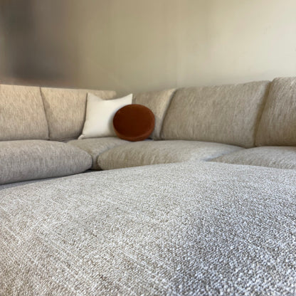 Cypress L-Shape + Ottoman in Oatmeal Basketweave, fabric detail
