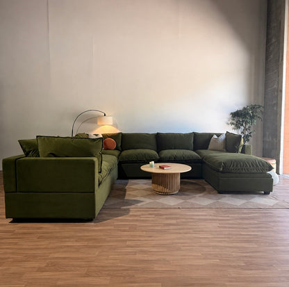 Albany Park Kova Grand Corner Sectional in Olive Velvet