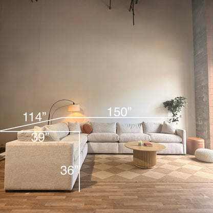 Brook Grand Corner Sectional in Anquilla Ivory Performance Chenille — Kindred Couches
