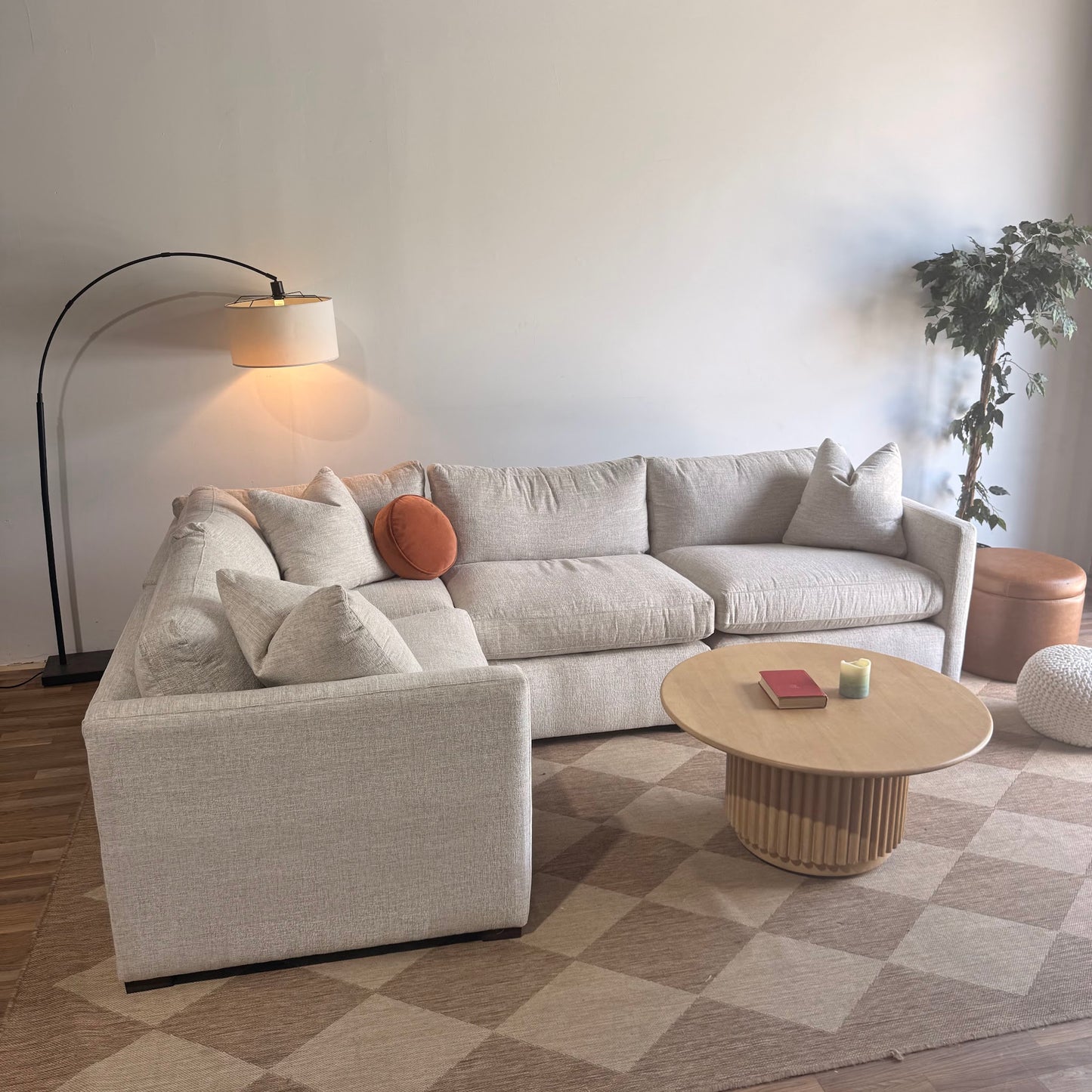 Brook L-Shape Enclosed Sectional in Anquilla Ivory Performance Chenille — Kindred Couches