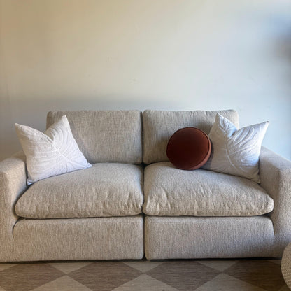 Cypress Loveseat in Oatmeal Basketweave, front close-up