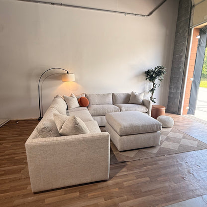 Brook Corner Sectional + Ottoman - Anquilla Chenille