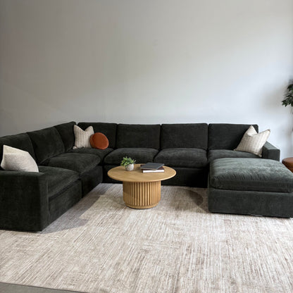 Cypress Grand Corner + Ottoman in Velvet Forest Green, right view