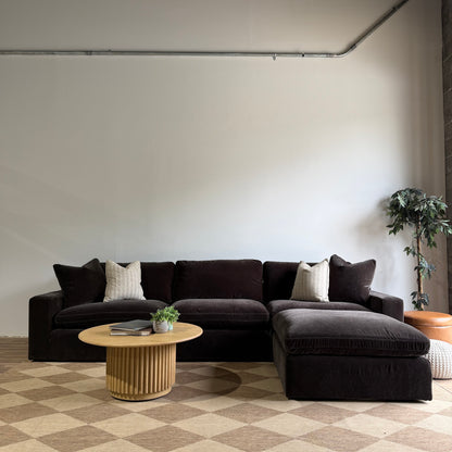Woodland Sofa with Classic Ottoman in Chocolate Velvet