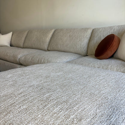 Cypress Double Chaise in Oatmeal Basketweave, fabric detail