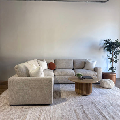 Cypress Corner Sectional in Oatmeal Basketweave, front view