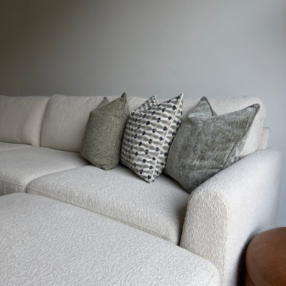 Oak Double Chaise Sectional in Performance Snow Boucle by Kindred Couches