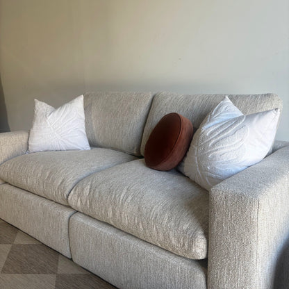 Cypress Loveseat in Oatmeal Basketweave, right close-up