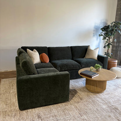 Cypress L-Shape Enclosed in Velvet Forest Green, left view