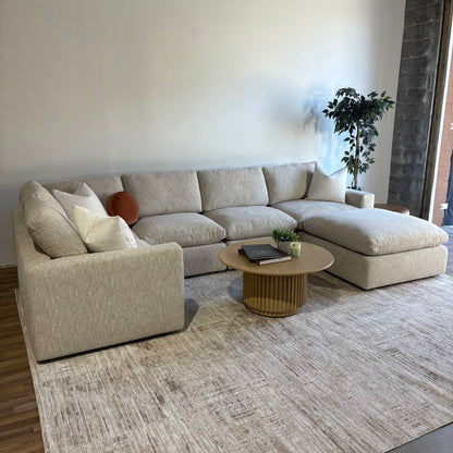 Cypress U-Shape Enclosed in Oatmeal Basketweave, left view