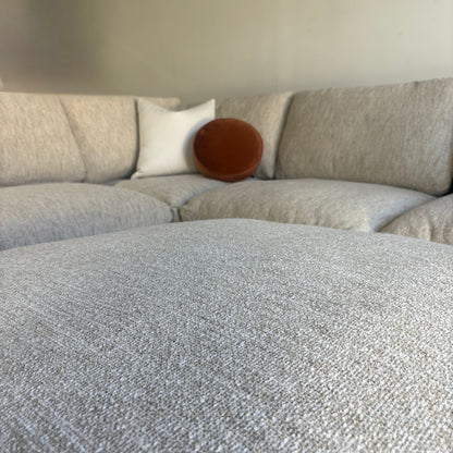 Cypress L-Shape Enclosed + Ottoman in Oatmeal Basketweave, fabric detail