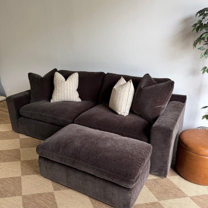 Woodland Loveseat with Slim Ottoman from the left
