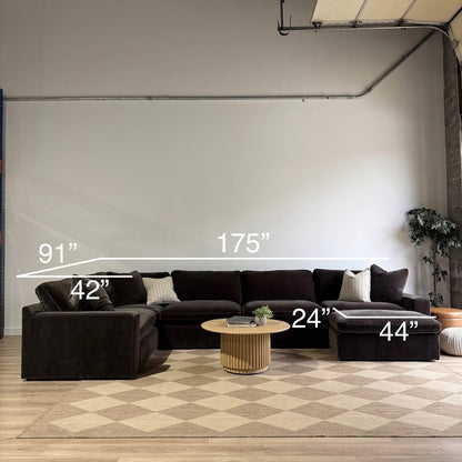 Woodland U-Shape Enclosed with Slim Ottoman dimensions
