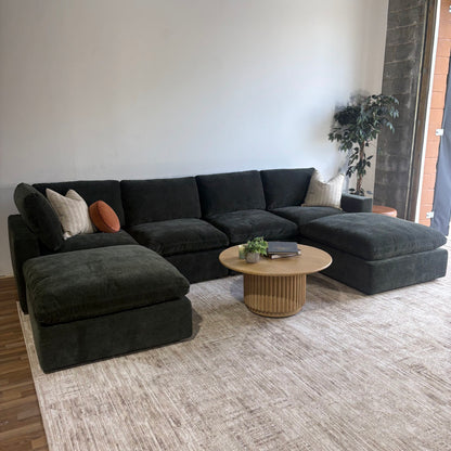 Cypress Double Chaise in Velvet Forest Green, left view