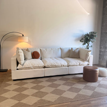 Albany Park Kova Sofa 122 + Double Storage Ottoman in Sand Basketweave