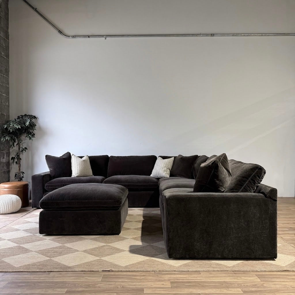 Woodland Corner Sectional with Classic Ottoman reversed