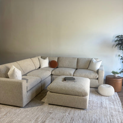Cypress Corner Sectional + Ottoman in Oatmeal Basketweave, right view
