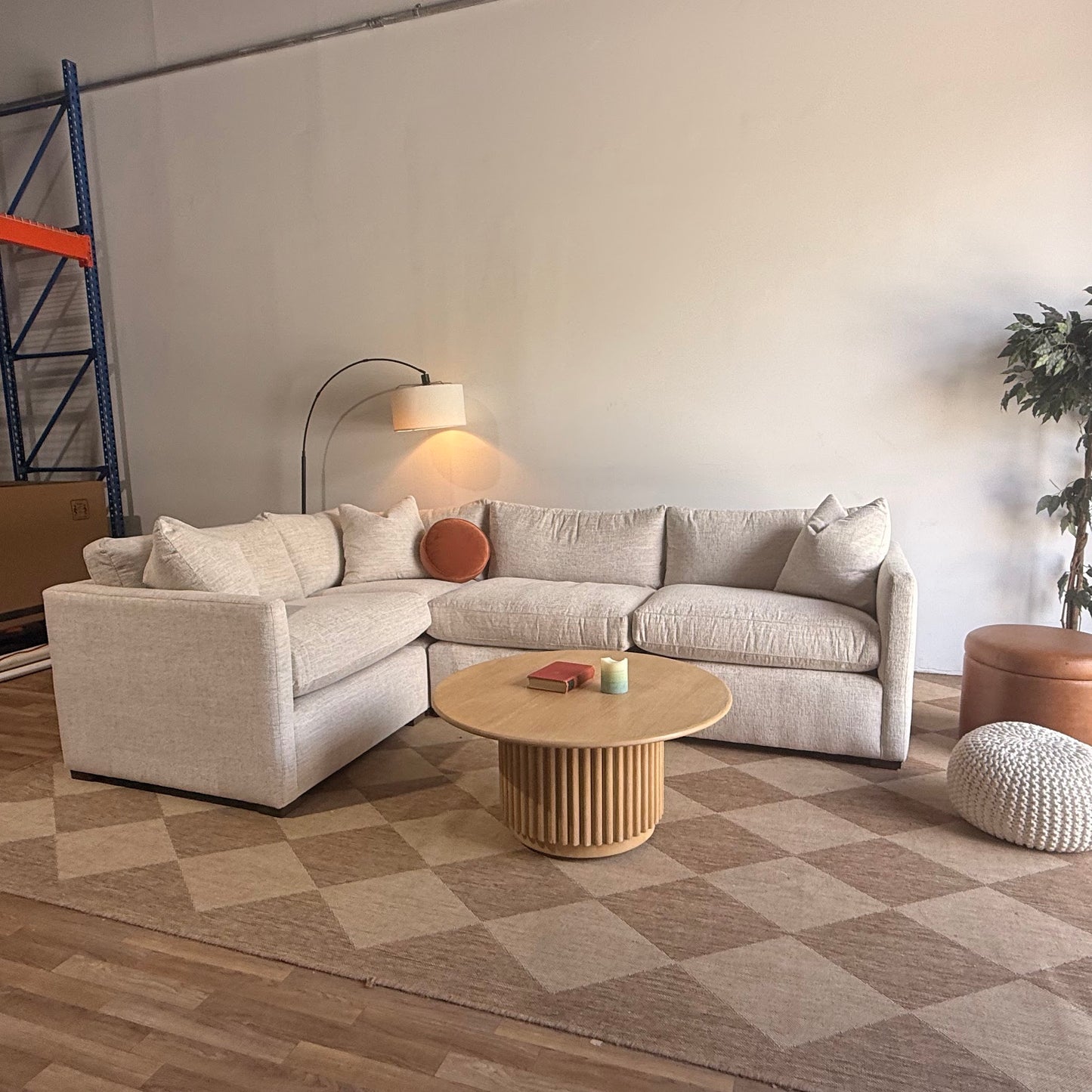 Brook L-Shape Enclosed Sectional in Anquilla Ivory Performance Chenille — Kindred Couches