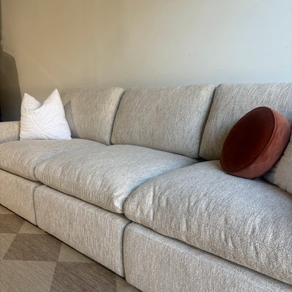 Cypress Sofa in Oatmeal Basketweave, right close-up