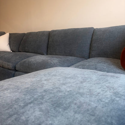 Cypress U-Shape Enclosed in Velvet Opal Blue, fabric detail