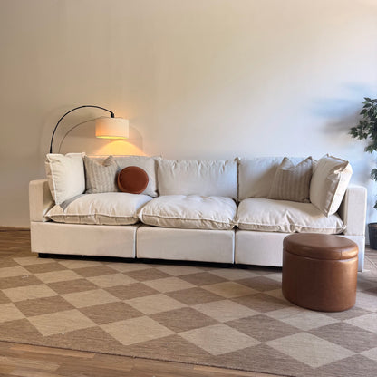 Albany Park Kova Sofa 122 + Double Storage Ottoman in Sand Basketweave